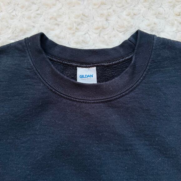 Gildan Unisex Heavy Blend Black Cotton Crewneck Sweatshirt Sz Medium - Picture 4 of 9